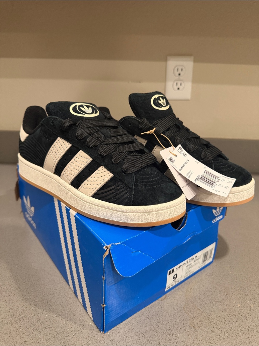 adidas Campus Black with Off-White Stripes women’s Sneakers